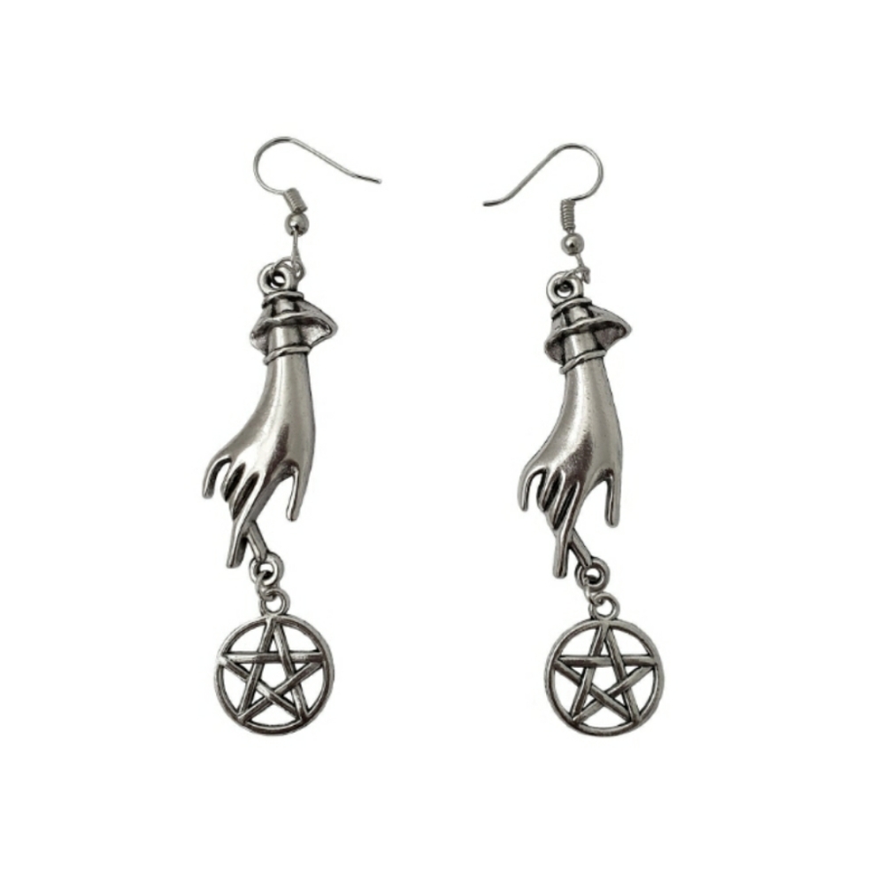Pentagram earrings hands witchy tarot zodiac gypsy